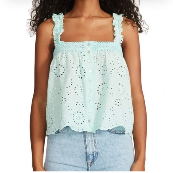 Steve Madden Tops - Steve Madden Green Ruffled Sleeveless Tank Top